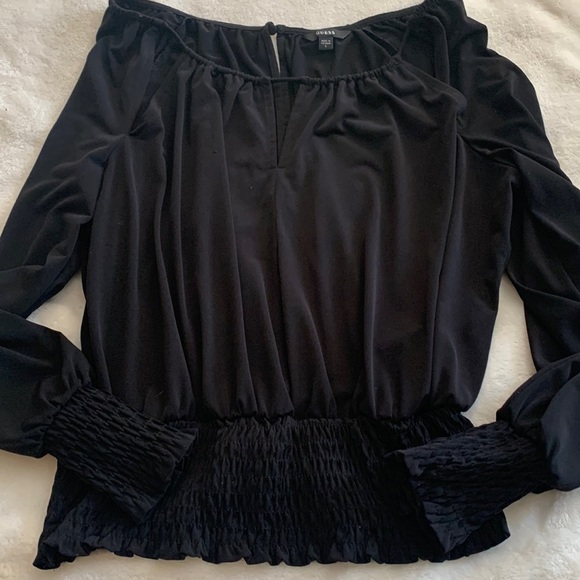 Guess Black Cold Shoulder Blouse - Picture 1 of 7